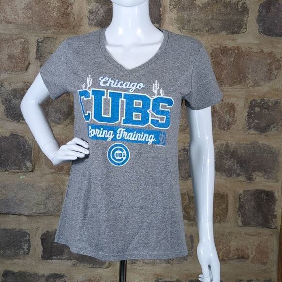 Chicago Cubs Spring Training T-Shirt Gray V-Neck Short Sleeve MLB Baseball NEW - Picture 1 of 14